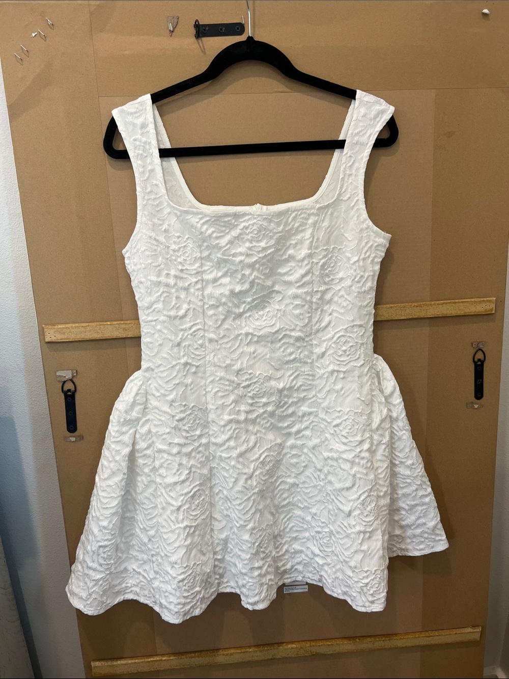 White Textured Sleeveless Fit-and-Flare Dress